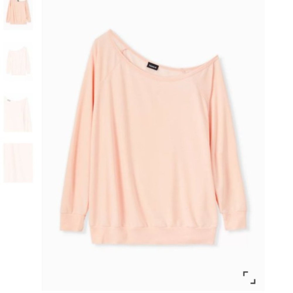 NWT Torrid Light Pink Off-Shoulder Sweatshirt
